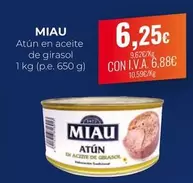 Oferta de Miau - Atun En Aceite De Girasol por 6,25€ en CashDiplo