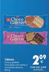 Oferta de Tirma - Choco Galleta Chocolate Con Leche O Chocolate Bianco por 2,09€ en CashDiplo