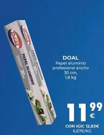 Oferta de Doal - Papel Aluminio Profesional Ancho 30 Cm por 11,99€ en CashDiplo