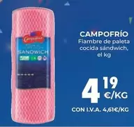 Oferta de Campofrío - Fiambre De Paleta Cocida Sandwich por 4,19€ en CashDiplo