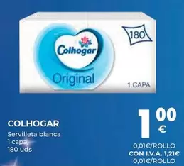 Oferta de Colhogar - Servilleta Blanca 1 Capa por 1,21€ en CashDiplo