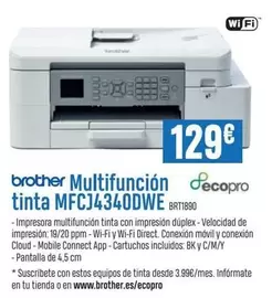 Oferta de Brother - Multifuncion Tinta Mfcj4340dwe por 129€ en Beep