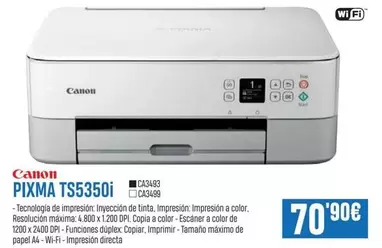 Oferta de Canon - Pixma Ts5350i por 70,9€ en Beep