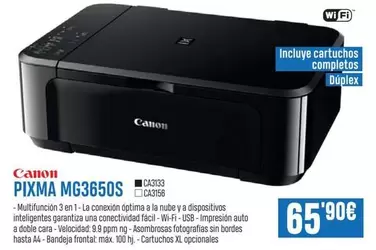 Oferta de Canon - Pixma Mg3650s por 65,9€ en Beep