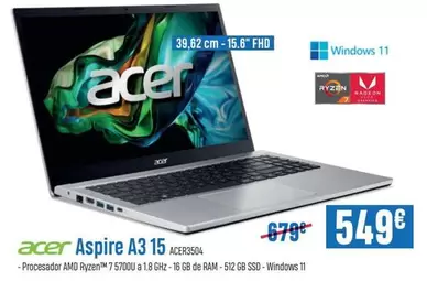 Oferta de Acer - Aspire A3 15 por 549€ en Beep