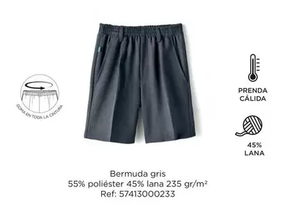 Oferta de Lana - Bermuda Gris 55% Poliéster 45% en El Corte Inglés