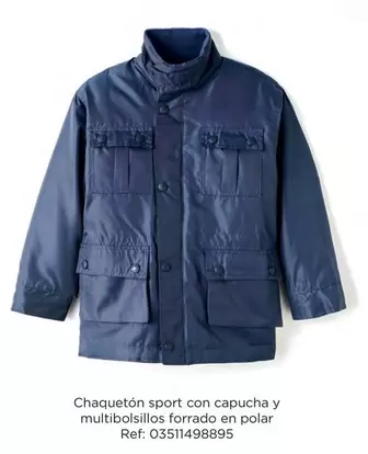 Oferta de Polar - Chaquetón Sport Con Capucha Y Multibolsillos Forrado En en El Corte Inglés