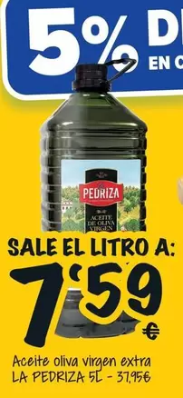 Oferta de La Pedriza - La Pedrina - Aceite Oliva Virgen Extra por 7,59€ en Cash Fresh