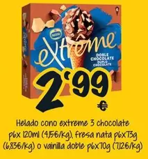 Oferta de Nestlé - Helado Cono Extreme 3 Chocolate por 2,99€ en Cash Fresh