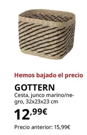 Oferta de Gottern - Cesta, Junco Marino/ Negro, 32x23x23 Cm por 12,99€ en IKEA