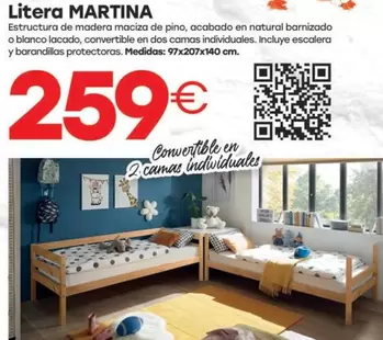 Oferta de Blanco - Litera Martina por 259€ en Tifón Hipermueble