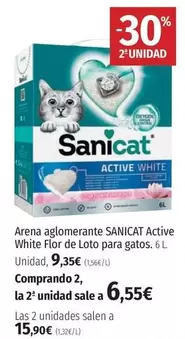 Oferta de Sanicat - Arena Aglomerante Active White Flor De Loto Para Gatos por 9,35€ en El Corte Inglés