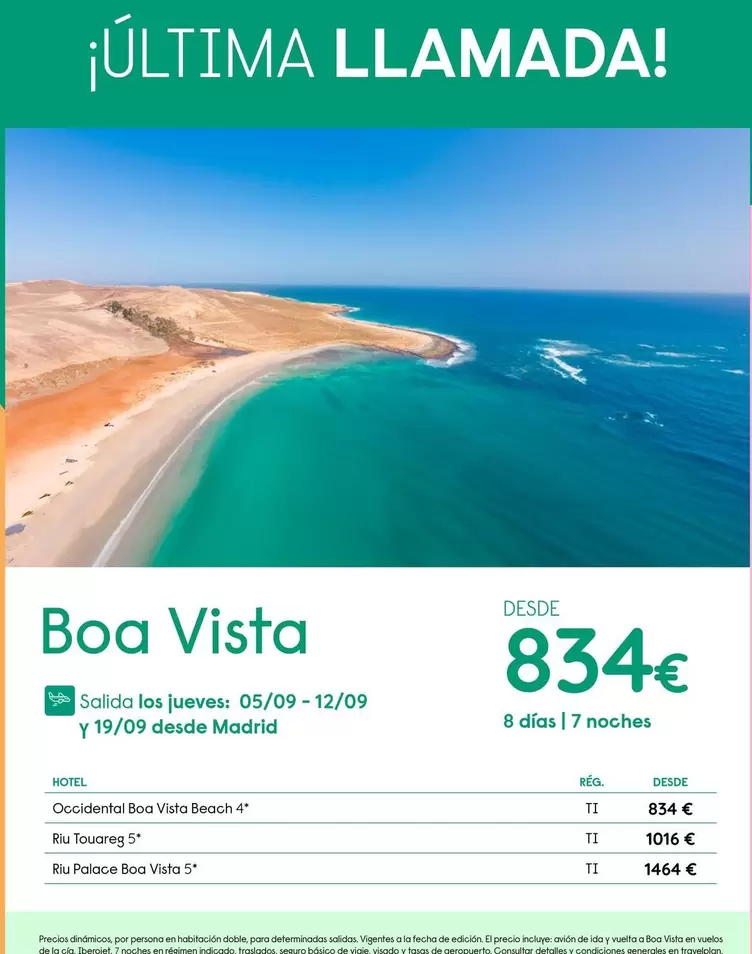 Oferta de Travelplan - Boa Vista por 834€ en Travelplan