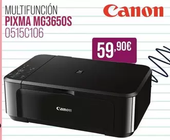 Oferta de Canon - Multifunción Pixma Mg3650s por 59,9€ en MR Micro