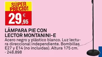 Oferta de Blanco - Lampara Pie Con Lector Montanini E por 29,95€ en Bricoking