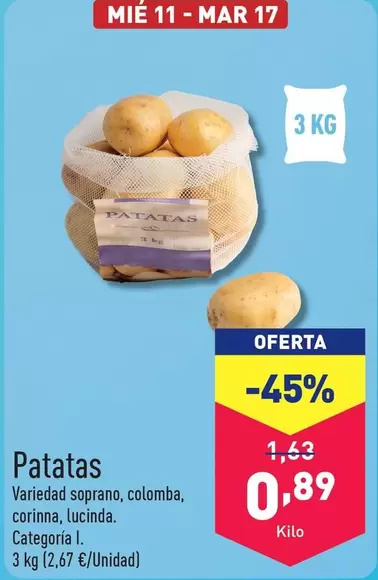 Oferta de Patatas por 0,89€ en ALDI