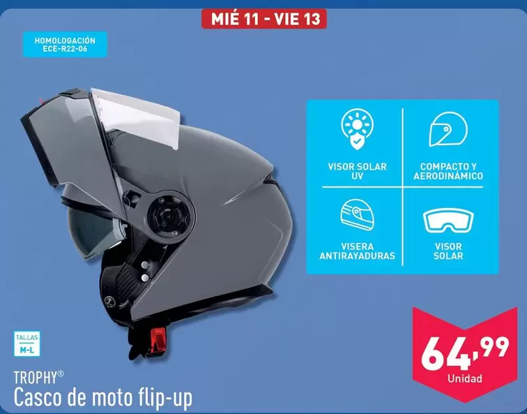 Oferta de Trophy - Casco De Moto Flip-Up por 64,99€ en ALDI