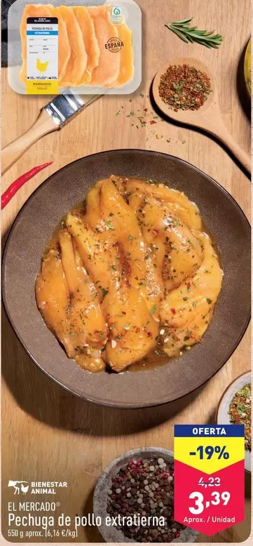 Oferta de El Mercado - Pechuga De Pollo Extratierna por 3,39€ en ALDI