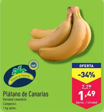 Oferta de Plátano De Canarias por 1,49€ en ALDI