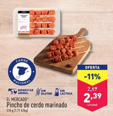 Oferta de El Mercado - Pincho De Cerdo Marinado por 2,39€ en ALDI