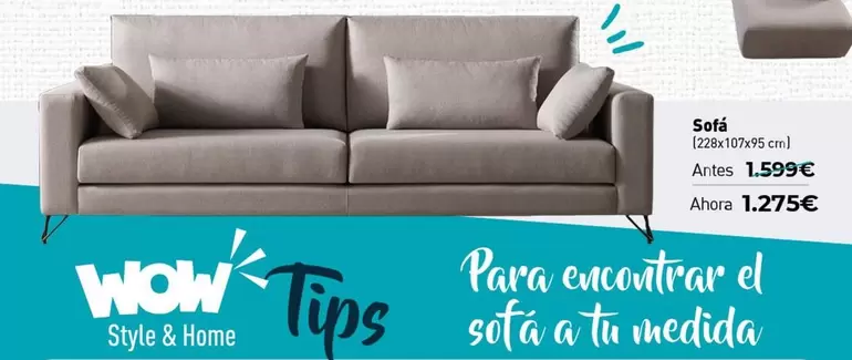 Oferta de Sofá por 1275€ en WOW Málaga, Style&Home by Mubak