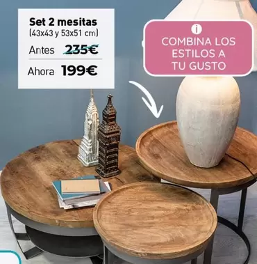 Oferta de Set 2 Mesitas por 199€ en WOW Málaga, Style&Home by Mubak