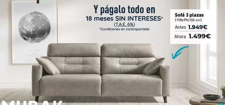 Oferta de Sofá 3 Plazas por 1499€ en Mubak