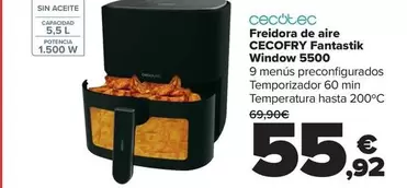 Oferta de Cecotec - Freidora De Aire Cecofry Fantastik Window 5500 por 55,92€ en Carrefour