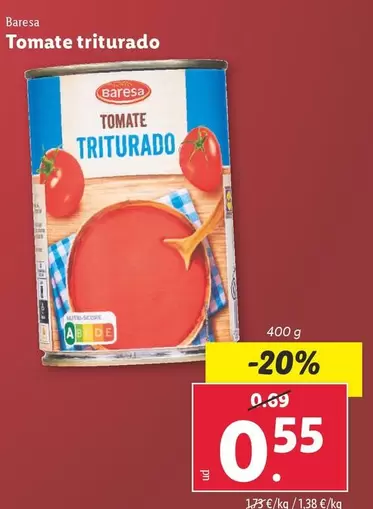 Oferta de Baresa - Tomate Triturado por 0,55€ en Lidl