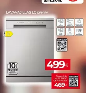 Oferta de LG - Lavavajillas Df14fv por 499€ en Tien 21