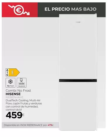 Oferta de Hisense - Combi No Frost por 459€ en Tien 21