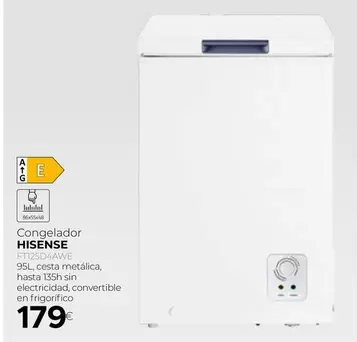 Oferta de Hisense - Congelador por 179€ en Tien 21