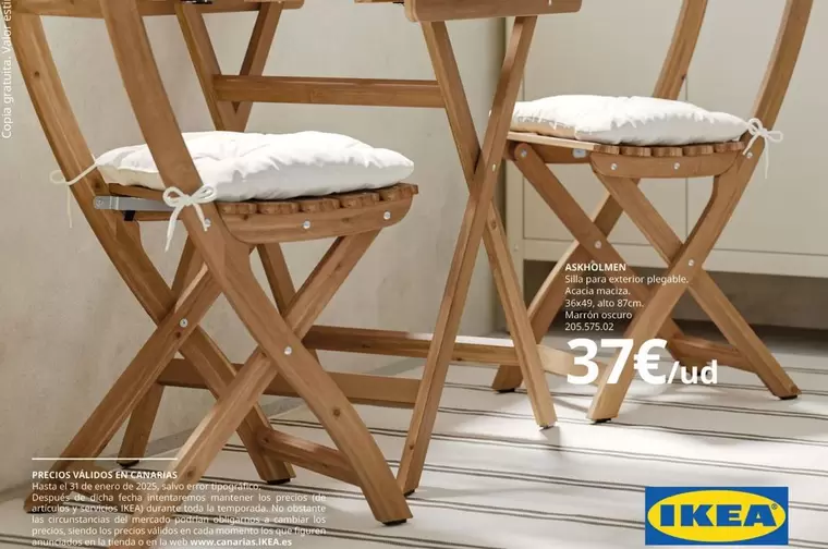 Oferta de Askholmen Silla Para Exterior Plegable por 37€ en IKEA