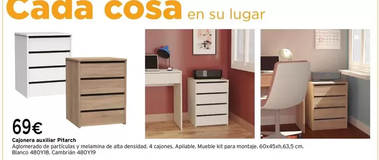 Oferta de Pitarch - Cajonera Auxiliar por 69€ en Cadena88