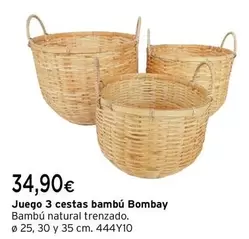 Oferta de Juego 3 Cestas Bambú Bombay por 34,9€ en Cadena88