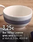 Oferta de Bol Versa Leanne Gres Azul por 3,25€ en Cadena88