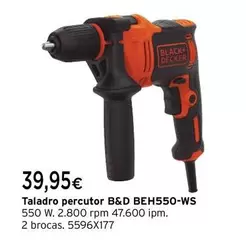 Oferta de Black & Decker - Taladro Percutor BEH550-WS por 39,95€ en Cadena88