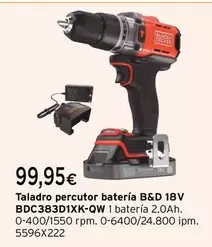 Oferta de Black & Decker - Taladro Percutor Batería 18v BDC383D1XK-QW por 99,95€ en Cadena88