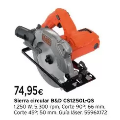 Oferta de Black & Decker - Sierra Circular CS1250L-QS por 74,95€ en Cadena88