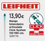 Oferta de Leifheit - Mango Telescópico Articulado Clic System 110-190 Cm por 13,9€ en Cadena88