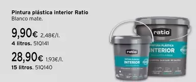 Oferta de Ratio - Pintura Plástica Interior por 9,9€ en Cadena88