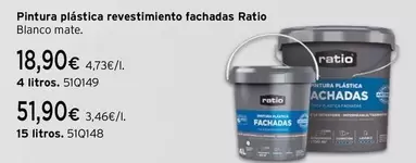 Oferta de Ratio - Pintura Plástica Revestimiento Fachadas por 18,9€ en Cadena88