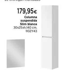 Oferta de Columna Suspendida Slim Blanca por 179,95€ en Cadena88