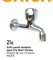 Oferta de Verona - Grifo Pared Lavadero Agua Fria Boet Verona por 21€ en Cadena88