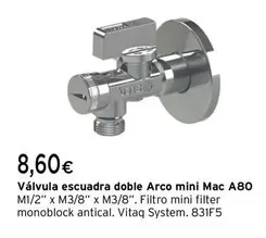 Oferta de Mac - Valvula Escuadra Doble Mini  A80 por 8,6€ en Cadena88