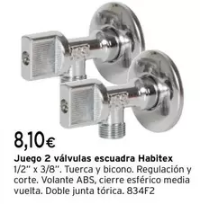 Oferta de Habitex - Juego 2 Véalvulas Escuadra por 8,1€ en Cadena88