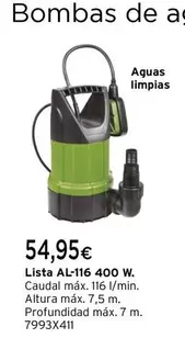 Oferta de  Bombas De Agua Lista Al-116 400 W por 54,95€ en Cadena88