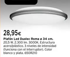 Oferta de Duolec - Plafón Led Roma 34 Cm por 28,95€ en Cadena88