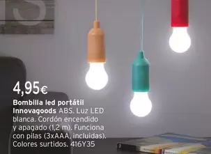 Oferta de Bombilla Led Portátil Innovagoods por 4,95€ en Cadena88