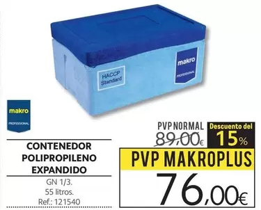 Oferta de Makro - Makroplus - Contenedor Polipropileno por 76€ en Makro